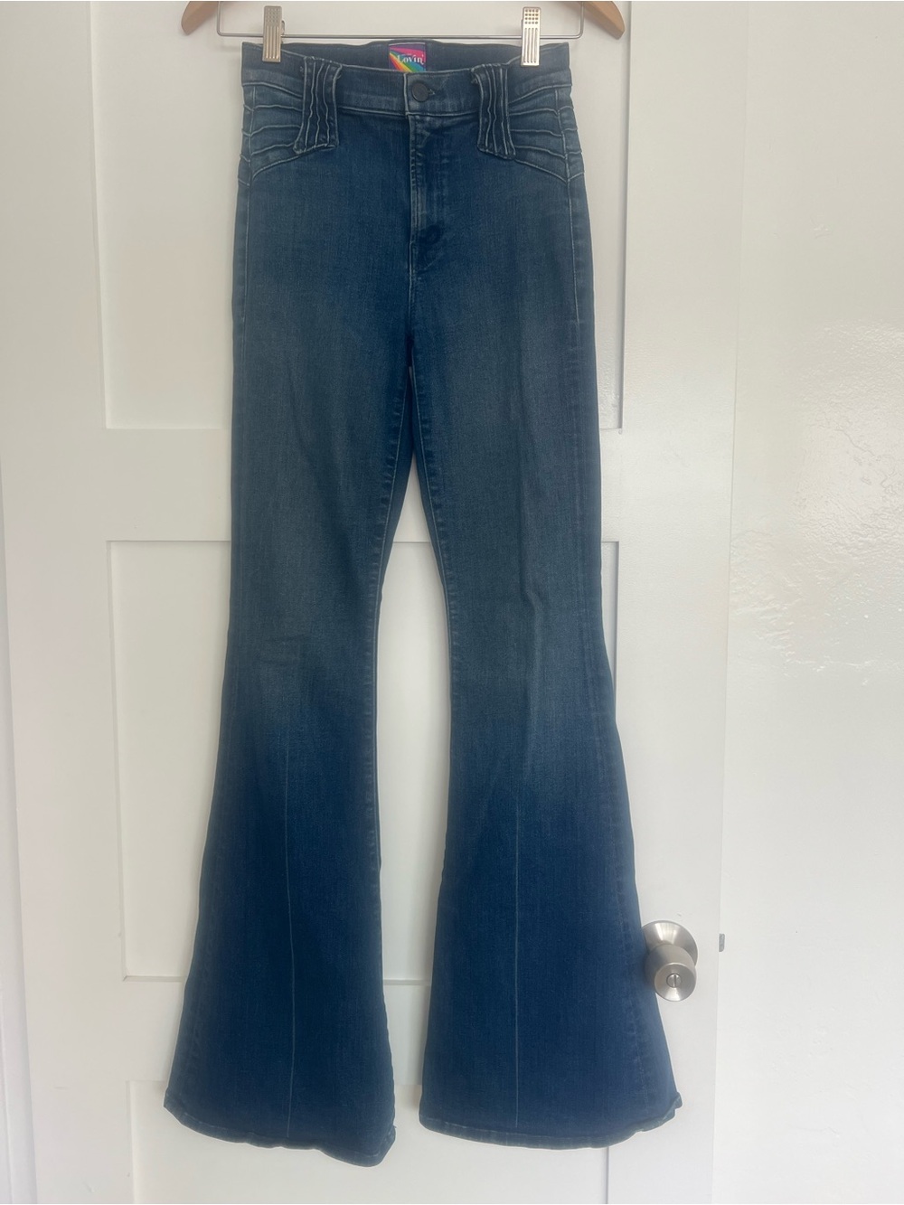 MOTHER Dark Blue High-Rise Flare Jeans